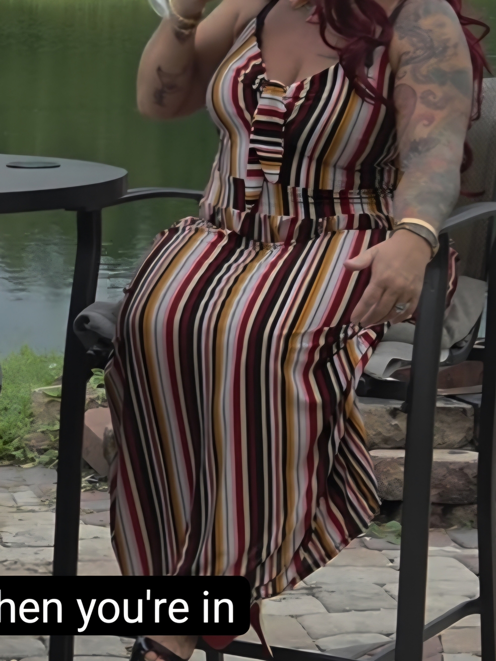 Striped V-Neck Sleeveless Maxi in Burgundy Multi